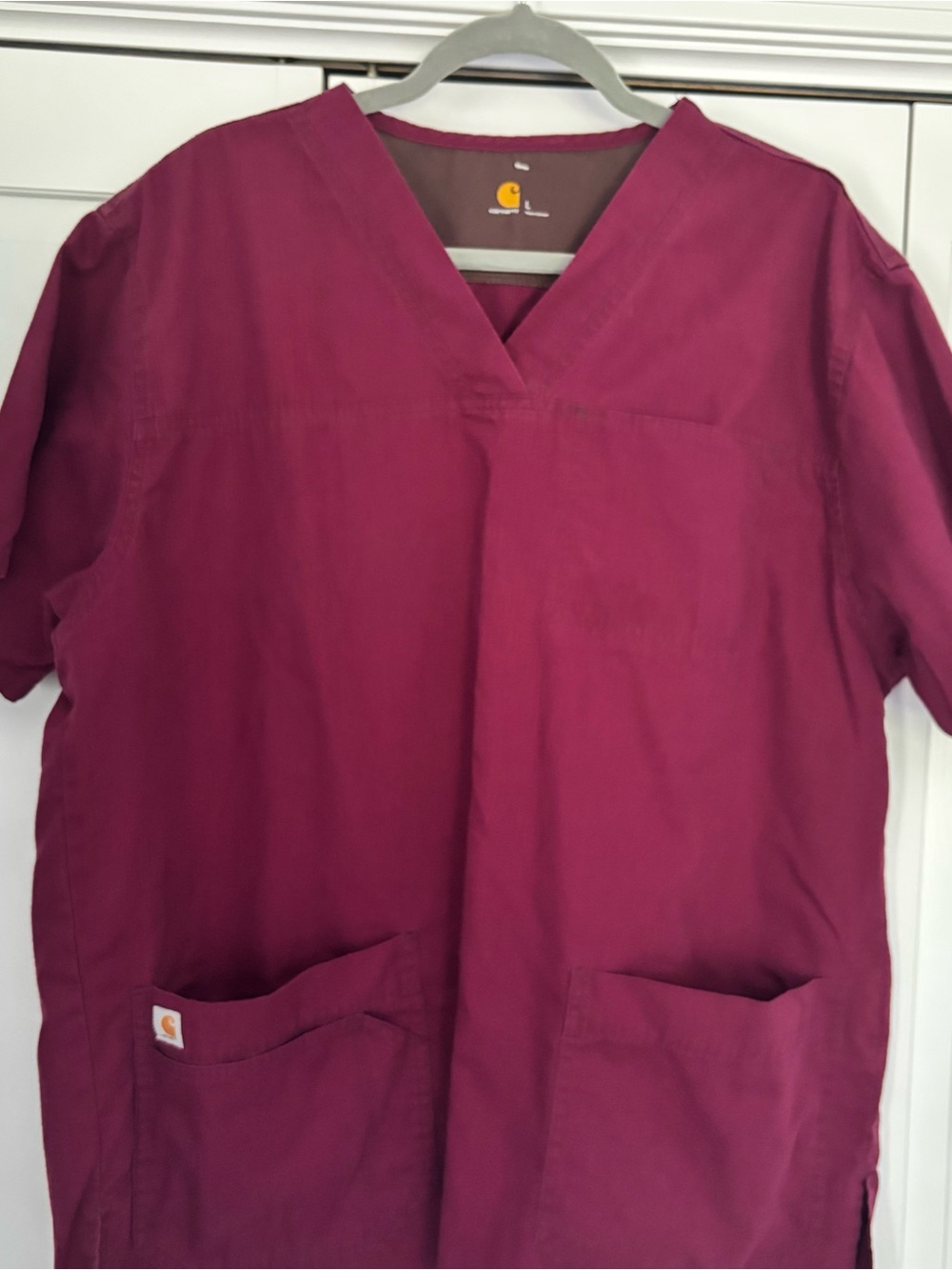 Carhartt Maroon V-Neck Scrub Top